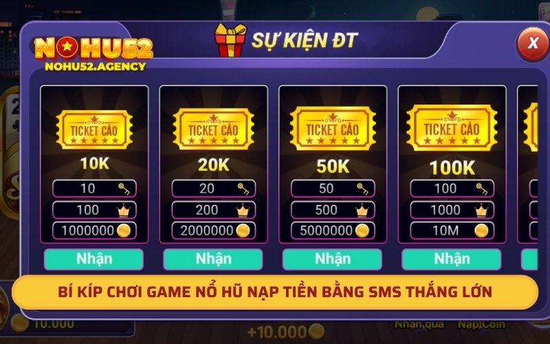 Bí kíp chơi game nổ hũ nạp tiền bằng SMS thắng lớn